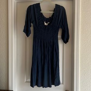 Midi Long Sleeve Navy Blue Dress
